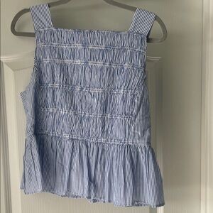 J Crew Blue Striped Sleeveless Top